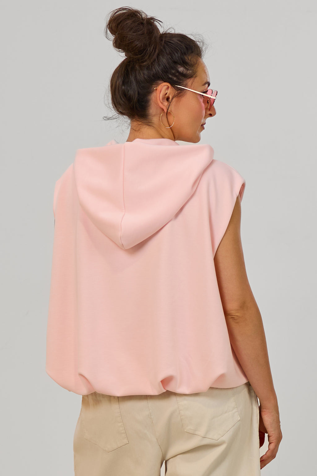 Cozy Weste mit Kapuze im Balloon-Style, rosa