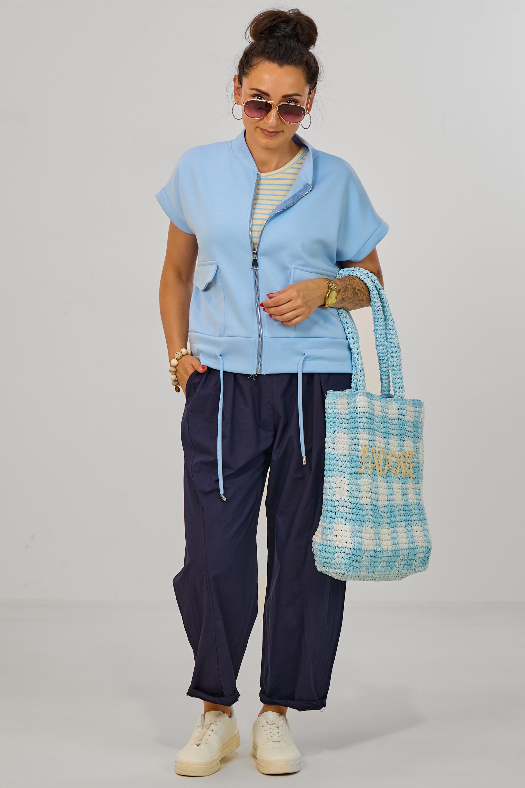 Cozy Weste mit Kordelzug, hellblau