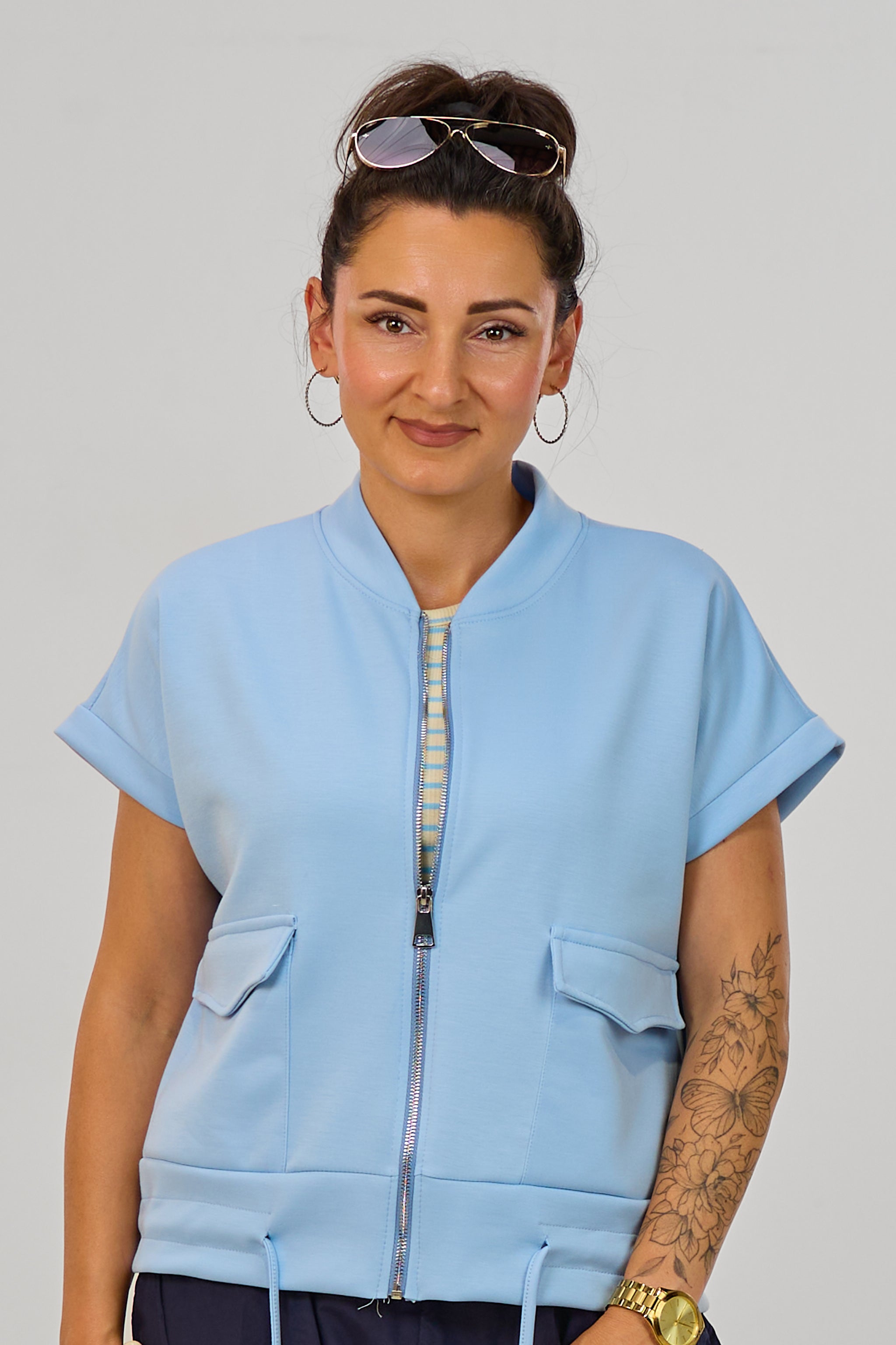Cozy Weste mit Kordelzug, hellblau
