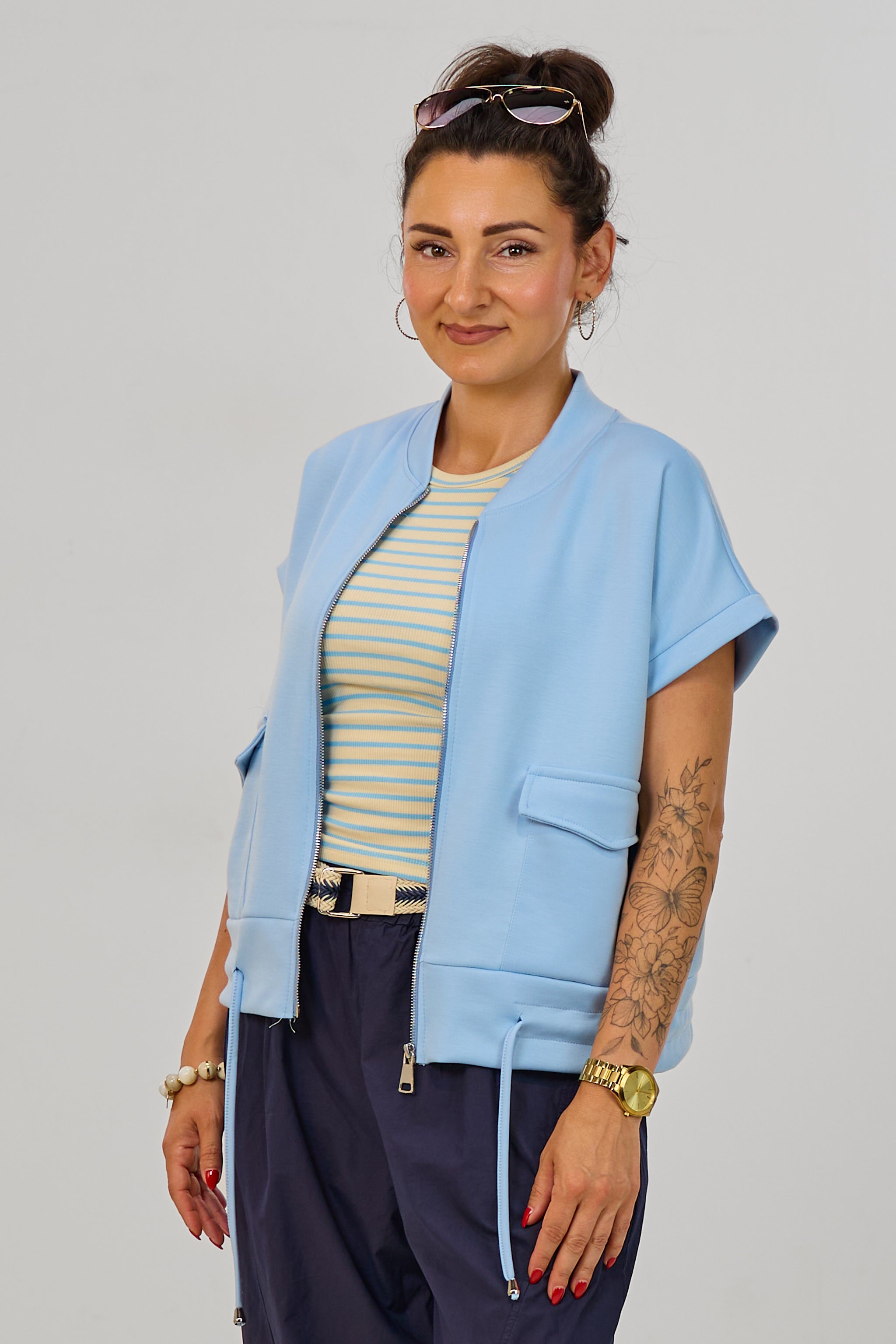 Cozy Weste mit Kordelzug, hellblau