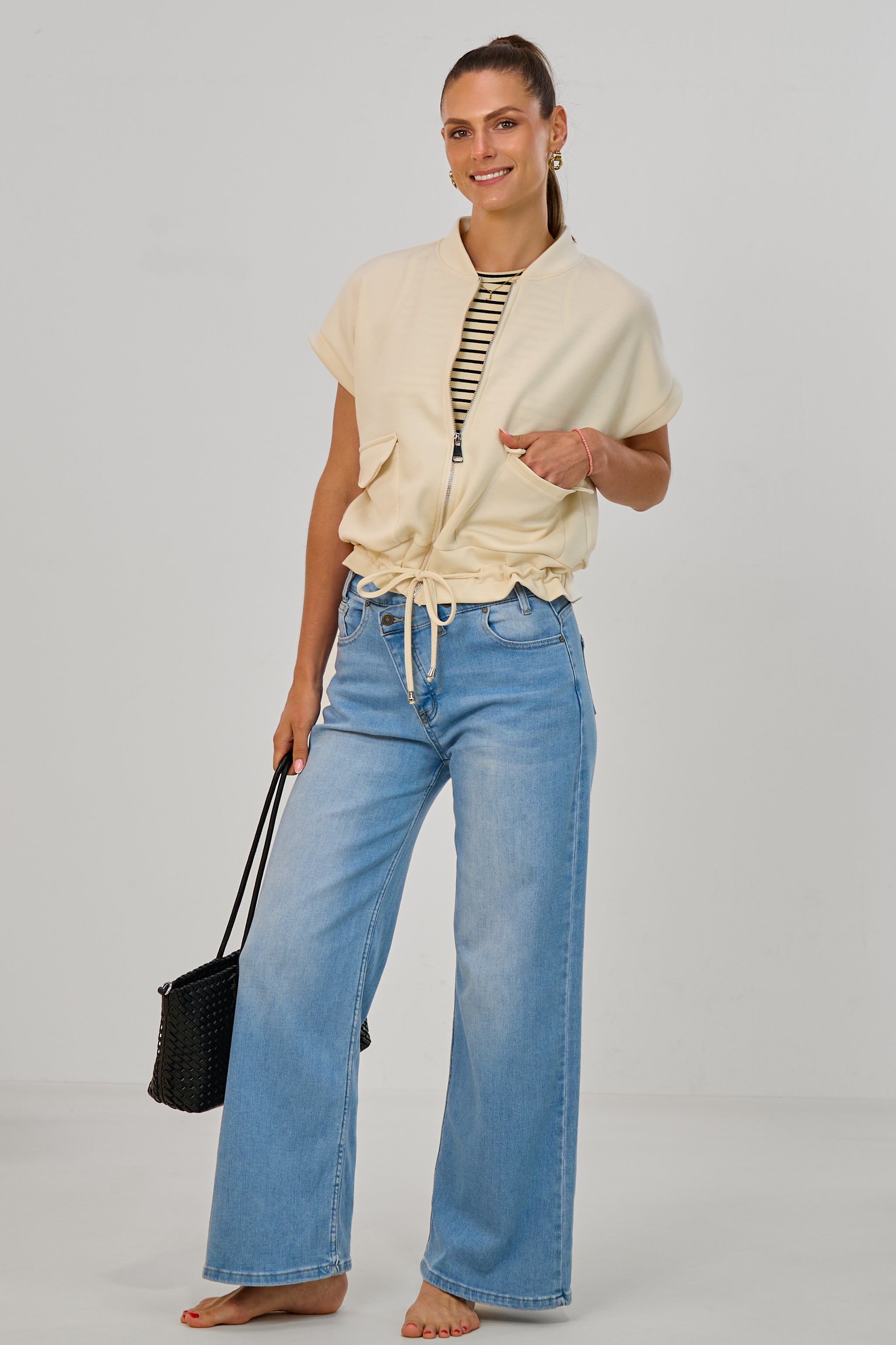 Cozy Weste mit Kordelzug, beige