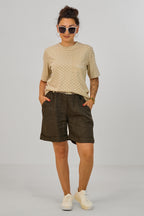 T-Shirt STAY HERE mit Punkten, beige-ecru