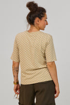T-Shirt STAY HERE mit Punkten, beige-ecru