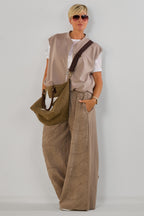 Hosenrock mit gesmoktem Bund, taupe