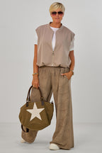 Hosenrock mit gesmoktem Bund, taupe
