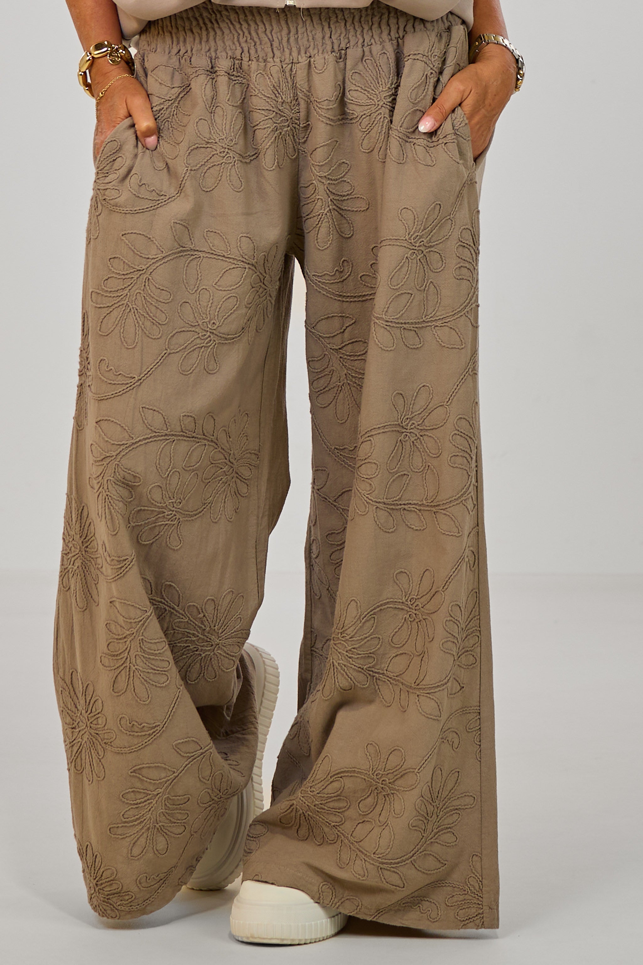 Hosenrock mit gesmoktem Bund, taupe