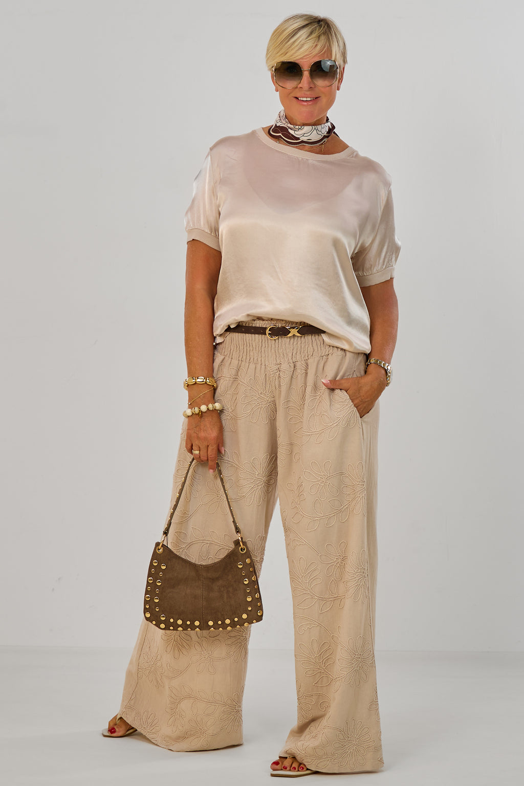 Hosenrock mit gesmoktem Bund, beige