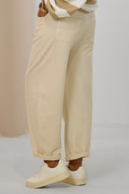 Joggpants mit elastischem Bund, creme