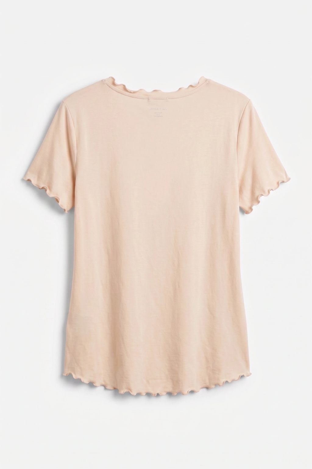 Basic Shirt mit leicht gewellten Abschlüssen - groß, beige