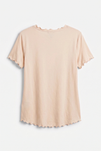 Basic Shirt mit leicht gewellten Abschlüssen - groß, beige