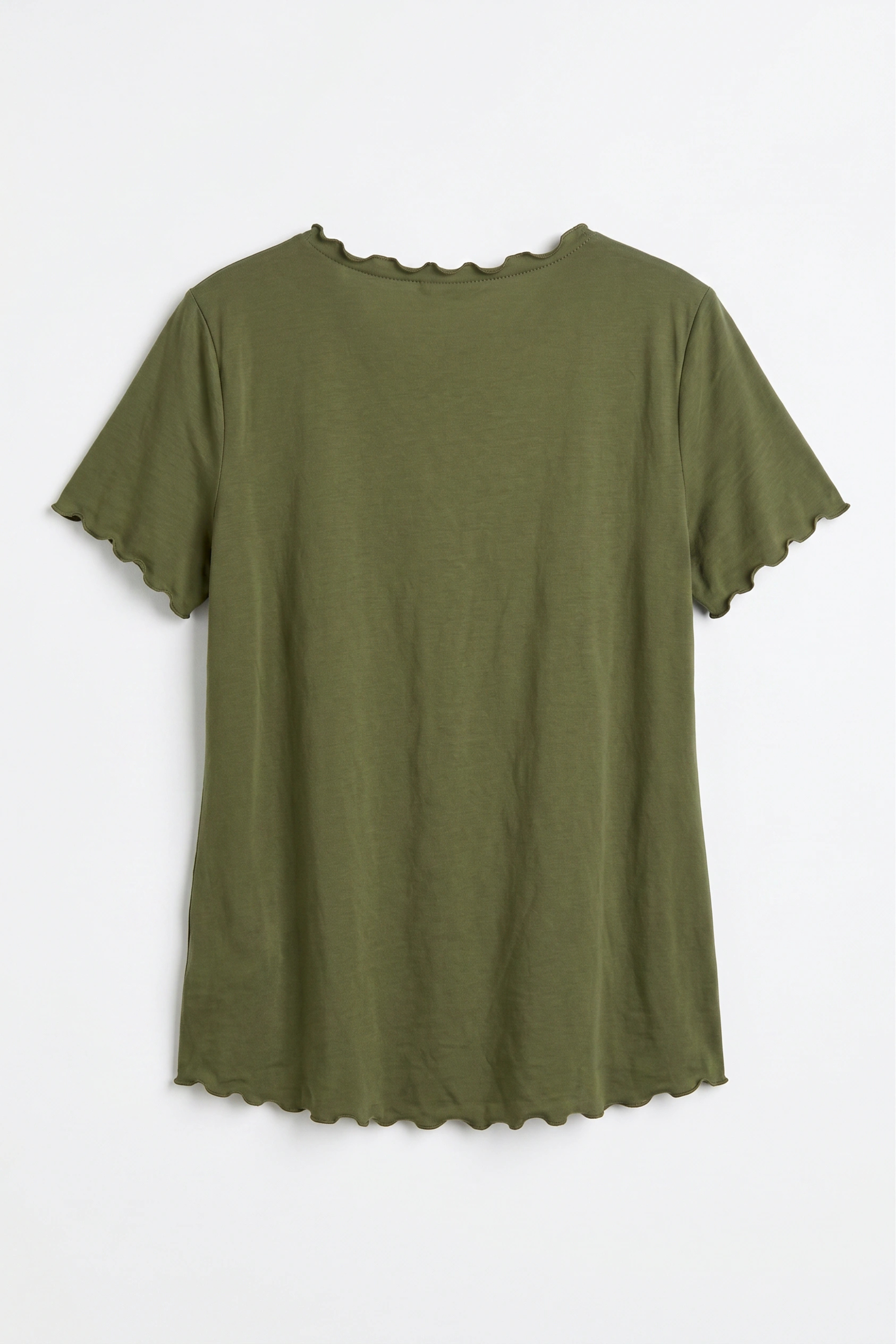 Basic Shirt mit leicht gewellten Abschlüssen - groß, khaki