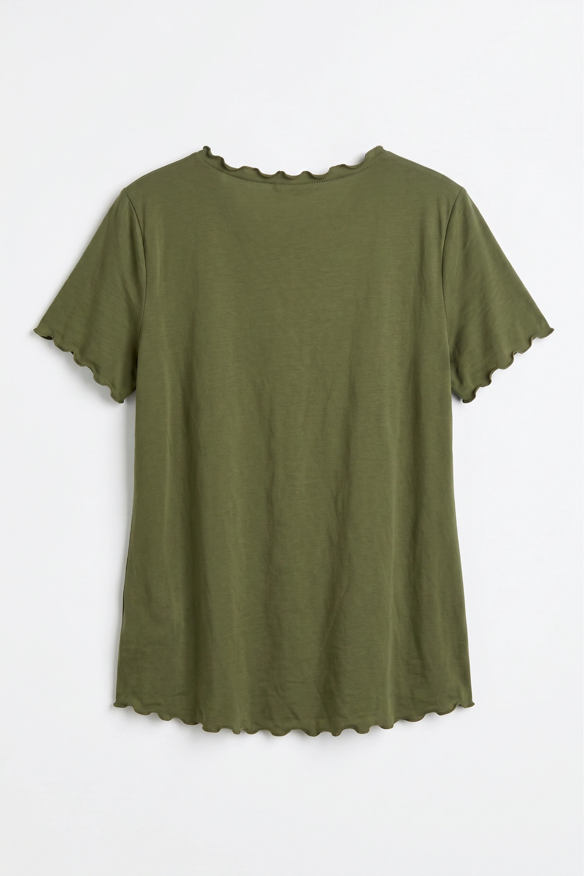 Basic Shirt mit leicht gewellten Abschlüssen - groß, khaki
