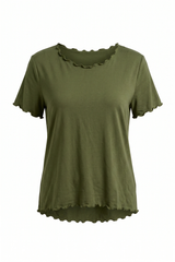 Basic Shirt mit leicht gewellten Abschlüssen - groß, khaki
