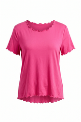 Basic Shirt mit leicht gewellten Abschlüssen - groß, pink