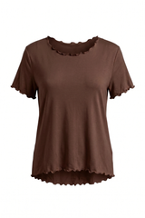 Basic Shirt mit leicht gewellten Abschlüssen - groß, braun