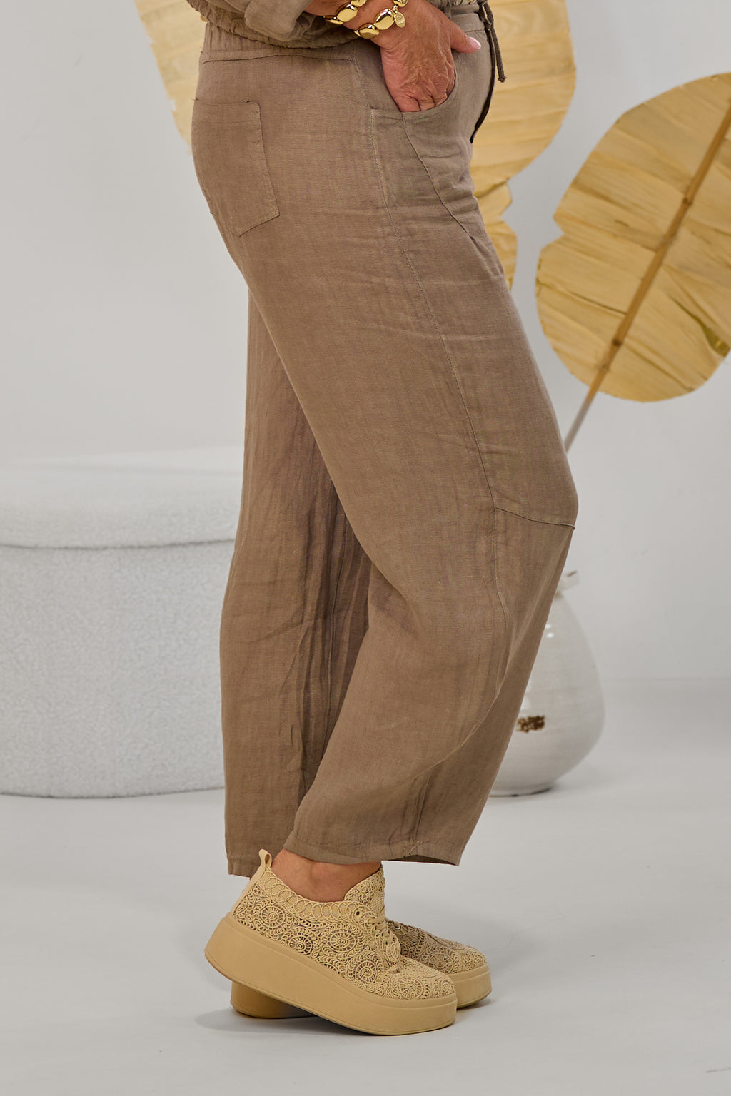 Leinenhose, taupe