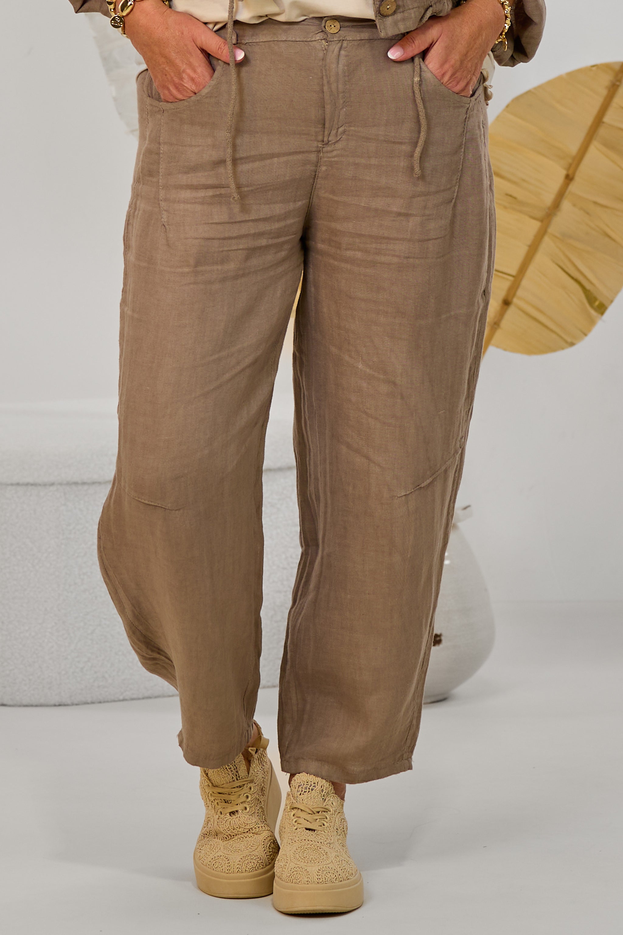 Leinenhose, taupe