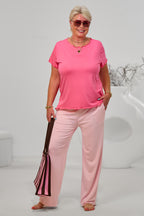 Cozy Hose mit elastischem Bund, rosa