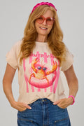 T-Shirt mit süßem Krebsmotiv, beige-rosa