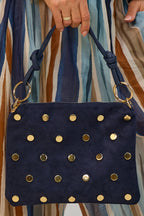 Tasche mit Nieten, dunkelblau-gold