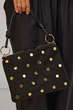 Tasche mit Nieten, schwarz-gold