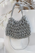 Tasche im Strick-Look, silber