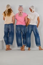 Stylische Highwaist Jeans im Balloon-Style, dark denim