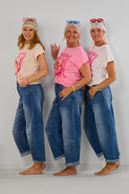 Stylische Highwaist Jeans im Balloon-Style, dark denim