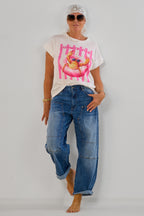 Stylische Highwaist Jeans im Balloon-Style, dark denim