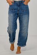 Stylische Highwaist Jeans im Balloon-Style, dark denim