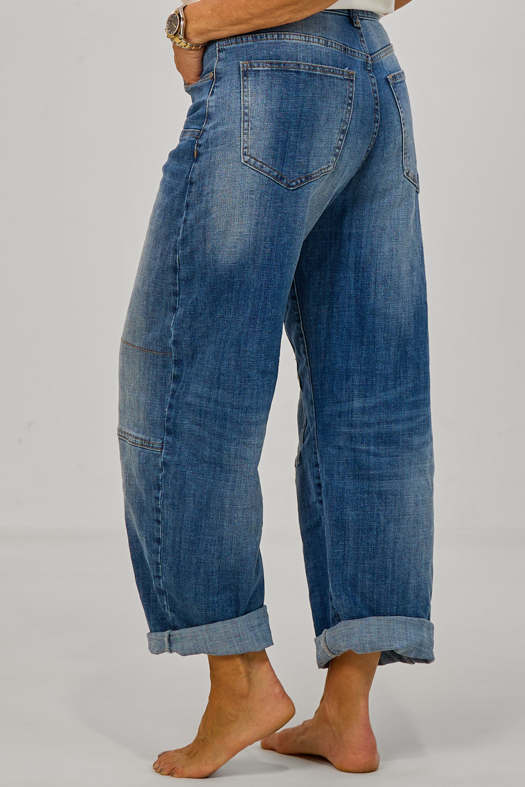 Stylische Highwaist Jeans im Balloon-Style, dark denim