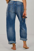 Stylische Highwaist Jeans im Balloon-Style, dark denim