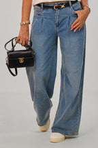 Midwaist Jeans mit weiten Beinen, denim blau