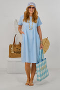 Sommerkleid mit Kellerfalte, hellblau