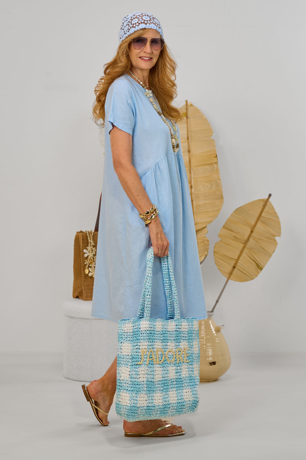 Sommerkleid mit Kellerfalte, hellblau
