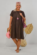 Sommerkleid mit Kellerfalte, dunkelbraun