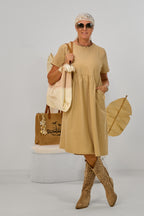 Sommerkleid mit Kellerfalte, camel