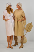 Sommerkleid mit Kellerfalte, camel