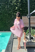 Musselin Kleid/Tunika, gestreift, rosa-weiß