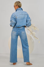 Midwaist Jeans mit schräger Knopfleiste, denim