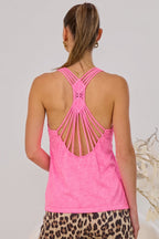 Top mit besonderem Rückenausschnitt, klein, neon pink