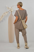 langes oversized Basic Shirt, taupe