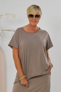 langes oversized Basic Shirt, taupe