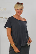 langes oversized Basic Shirt, anthrazit