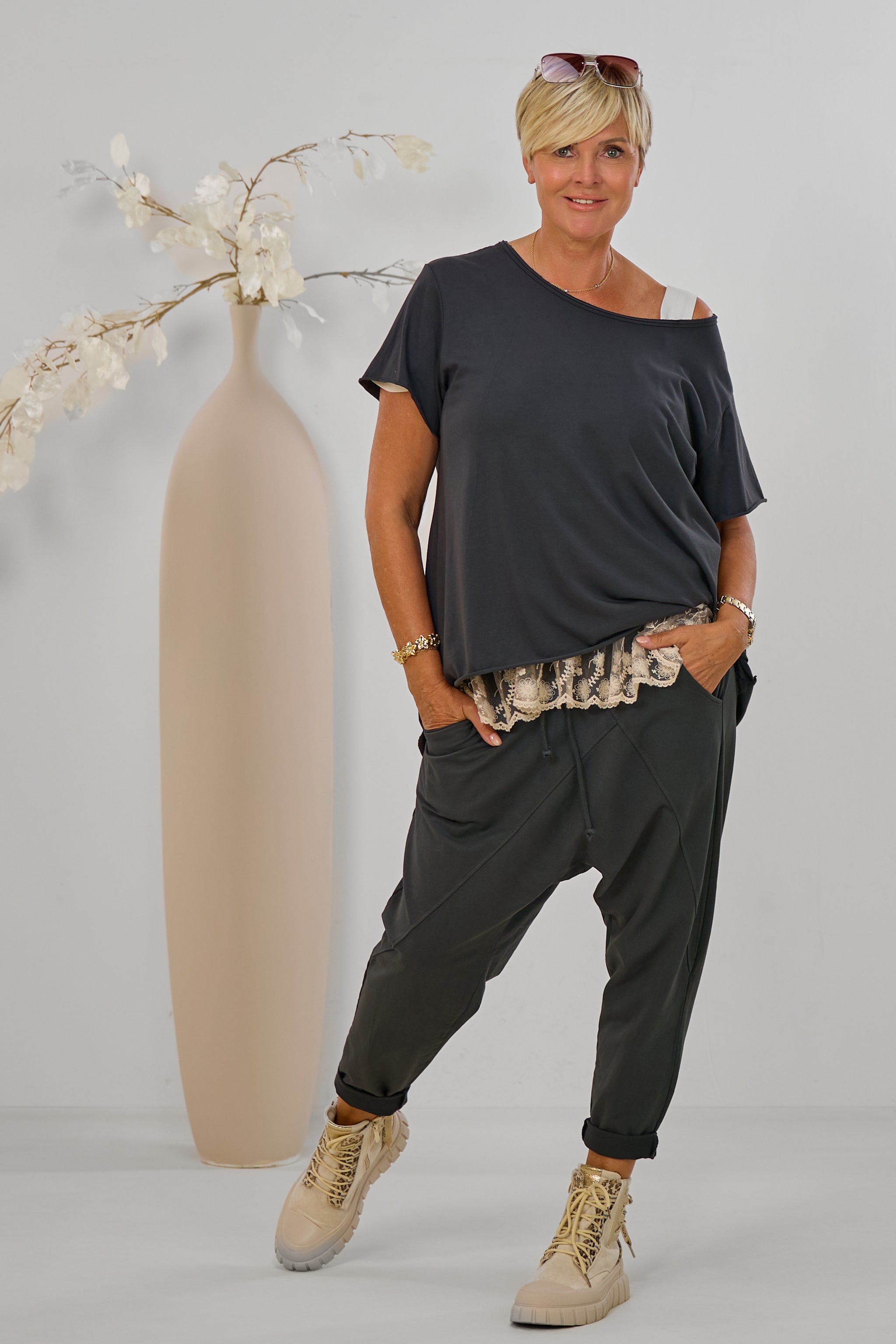 Sweat Baggy Hose, anthrazit