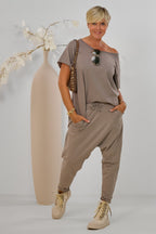 Sweat Baggy Hose, taupe