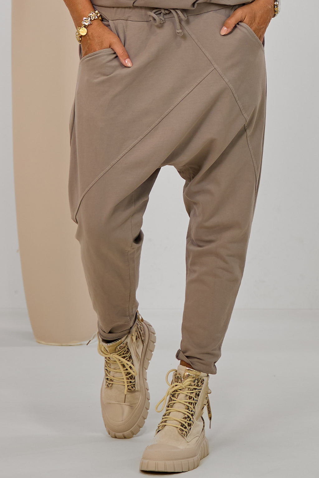 Sweat Baggy Hose, taupe
