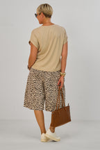Kurzarm Shirt mit aufgesticktem "Belle", beige