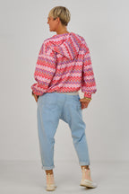 Blouson mit Kapuze im Balloon-Style, rosa gemustert