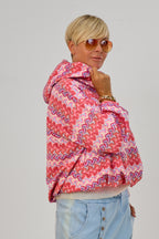 Blouson mit Kapuze im Balloon-Style, rosa gemustert